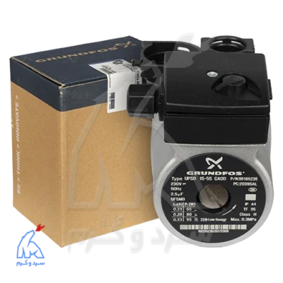 پمپ GRUNDFOS گرانفوس 55-15 - هوزینگ ایساتیس بدون ایرونت در کنار جعبه