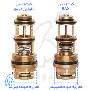 تفاوت کیت تعمیر برنجی ‌BAXI باکسی و سری L ایران رادیاتور