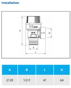 ابعاد شیر اطمینان برنجی فیتینگی - نواسفر novasfer 4009