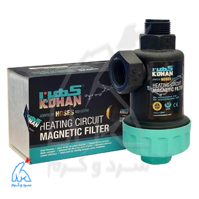 فیلتر سیرکولاتور مگنت دار مدار گرمایش 3/4 مدل مروارید - کهن در کنار بسته‌بندی